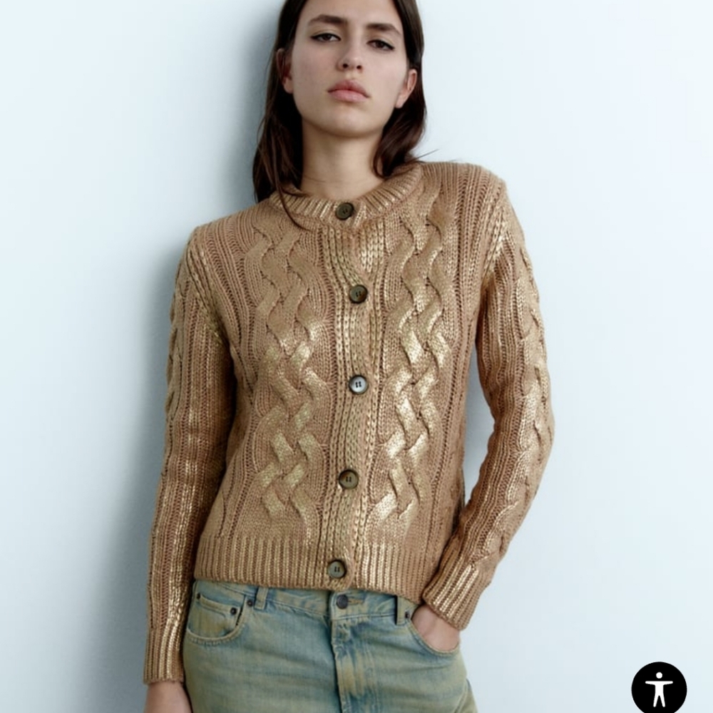 ❌️SOLD❌️FOIL KNIT CARDIGAN SIZE M - Picture 6 of 12